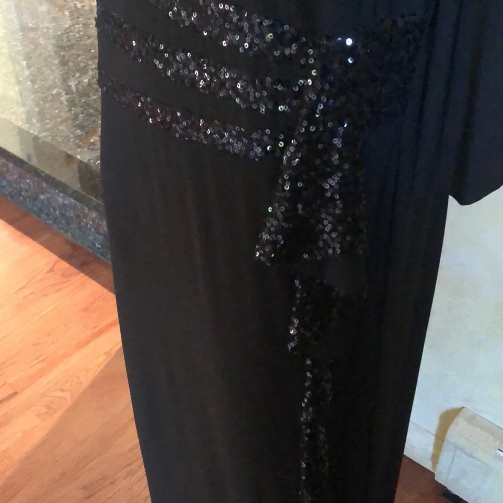 R & M Richards Black Sequin Embellished Gown - Picture 3 of 4